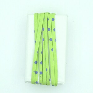 Bias Tape Green Blue Polka Dot Handmade 1/4 inch Double Fold Sold by the Foot One of a Kind Unique Quilting Clothing Trim Cotton OOAK