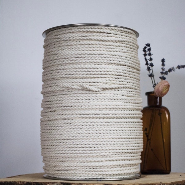 1500 ft spool of 5mm 3 Strand Cotton Rope, Macrame Rope, Macrame Cord, Cotton Rope