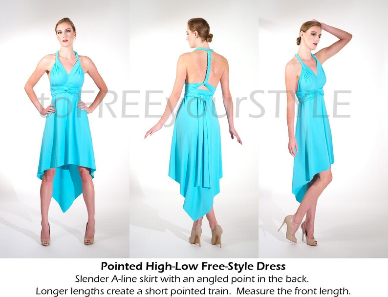 multiway dress wrap bridesmaid dress POINTED High-Low Convertible Dress 200+ colors Any Size /& Length infinity bridesmaid dresses