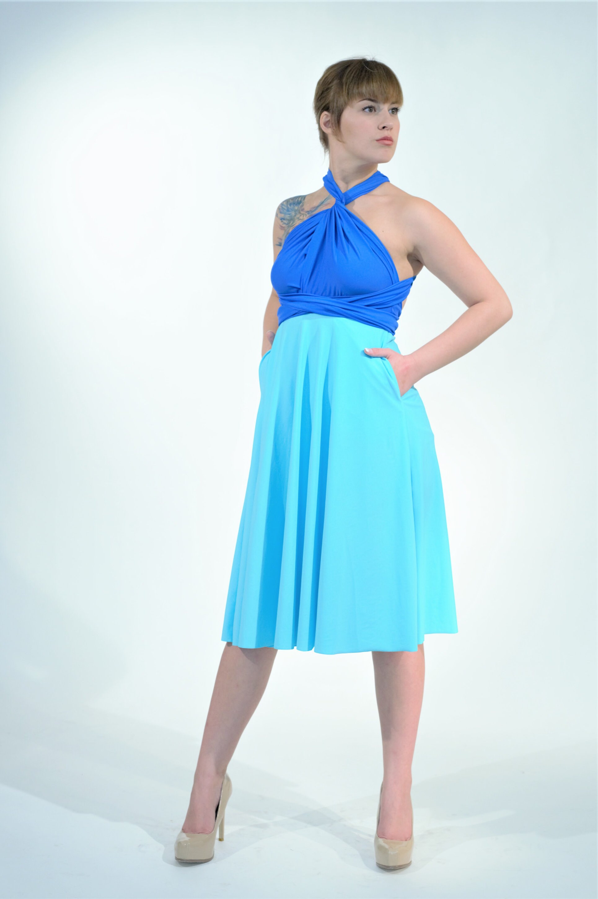 POCKETS Short / Mid FULL Skirt Infinity Dress Midi Dress | Etsy