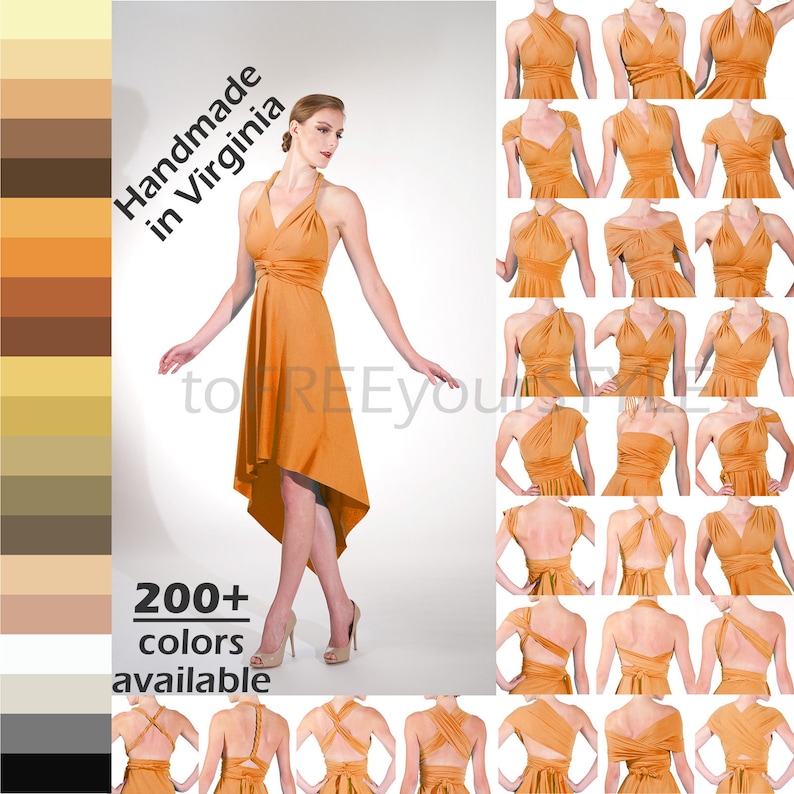 multiway dress wrap bridesmaid dress POINTED High-Low Convertible Dress 200+ colors Any Size /& Length infinity bridesmaid dresses