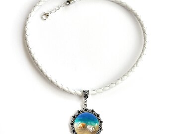 GOLF GIFT IDEA for Women Golfers - White Leather Magnetic Golf Ball Marker Necklace - cords come in many colors - (Ball marker not included)