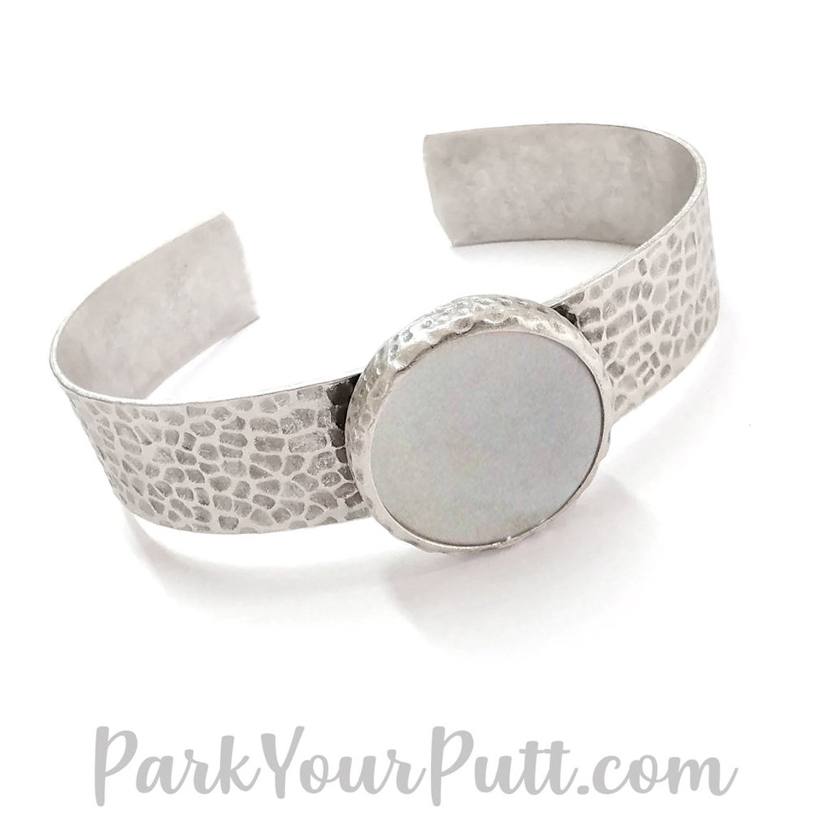 Golf Jewelry Hammered Silver Golf Ball Marker Bracelet