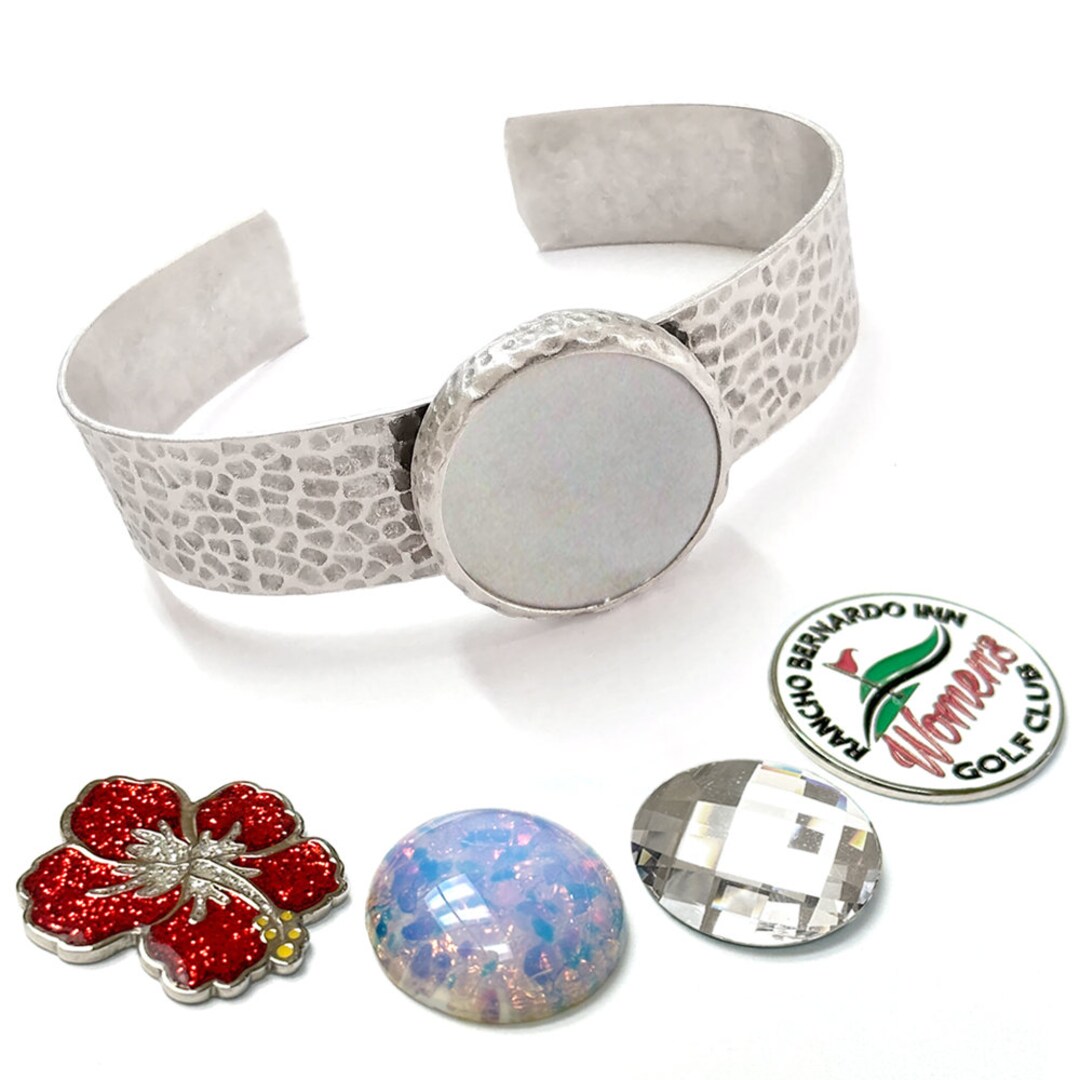 Golf Jewelry Hammered Silver Golf Ball Marker Bracelet
