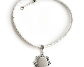 Golf Gift Idea for Women Golfers - White Leather Magnetic Golf Ball Marker Necklace - cords come in many colors - Ball marker not included