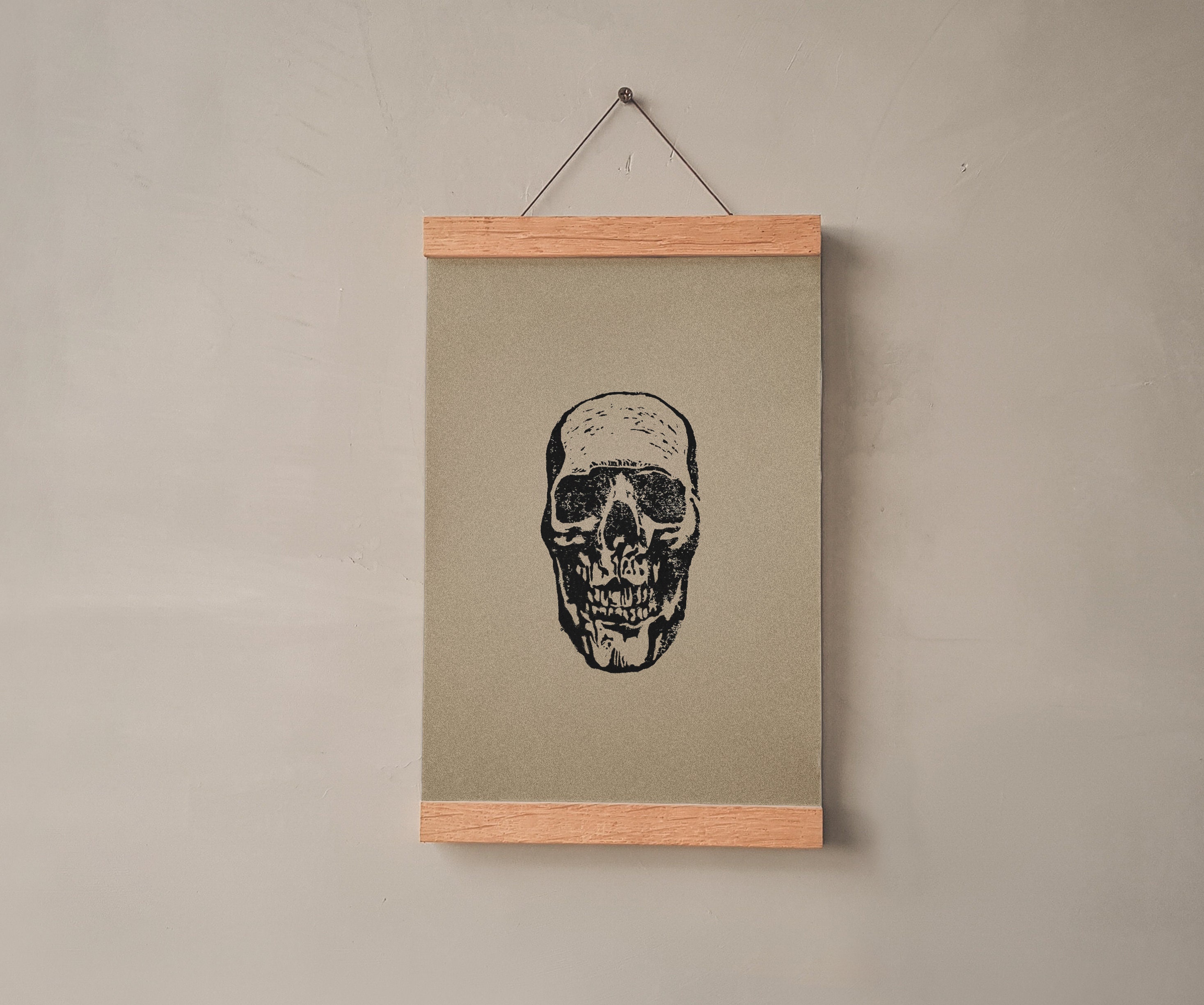 A4 Linocut Print Anatomical Skull Handmade Print Etsy