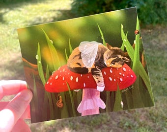 Carte postale fée chat - Saule