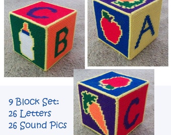 Plastik Canvas Baby Blocks Muster