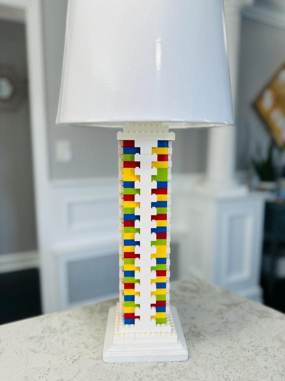 XL White & Multicolored Rainbow 2.0 Lamp made of LEGO® Bricks