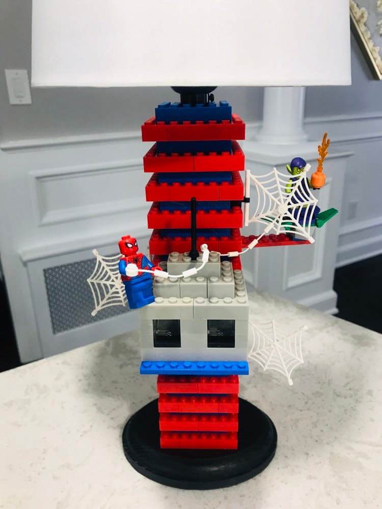 Spiderman vs Green Goblin Lamp made of LEGO® Bricks