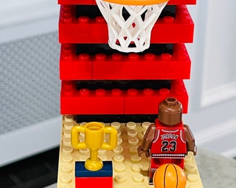 NBA Michael Jordan Chicago Bulls Lamp made with Lego Bricks