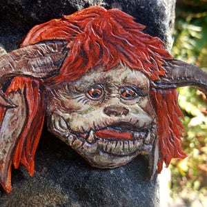 Labyrinth Inspired Ludo Leather Brooch or Fridge Magnet