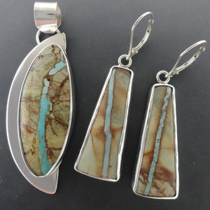 Royston Ribbon (Boulder) Turquoise Pendant/Earring Set (Roy-PE-005)