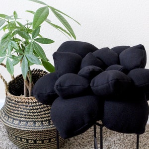 Black Succulent Pillow - Throw Pillow, Succulent Accent Pillow, Cactus Pillow, Black Home Decor, Succulent Pillows