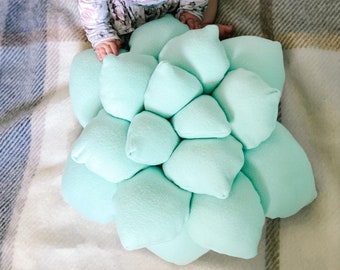 Mint Color 3D Succulent Pillow - Made to Order - Mint Succulent Pillow, Throw Pillow, Succulent Accent Pillow, Mint accent pillow