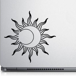 Sun Moon Decal - sun vinyl decal, moon vinyl decal, moon in sun decal, celestial decal