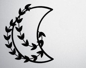 Moon vines vinyl decal, moon with vines vinyl sticker for car window or laptop