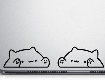 Bongo Cat Decal, Bongo Cat Vinyl Sticker, Meme Sticker, Funny sticker, Bongo Cats, set of TWO, laptop decals, car window decals