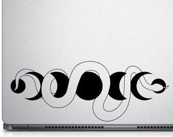 Calcomanía de vinilo con fases lunares y serpiente, calcomanía para laptop con fases lunares, calcomanías para auto con fases lunares