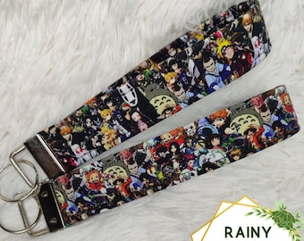 Anime nyckelbricka för animeälskare, nyckelring med armband, nyckelringsarmband, nyckelringsarmband, nyckelringsarmband