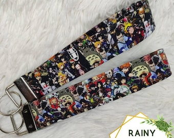 Anime Keyfob for Anime Lovers, Keychain with wristlet, keychain bracelet, keyring bracelet, key ring bracelet