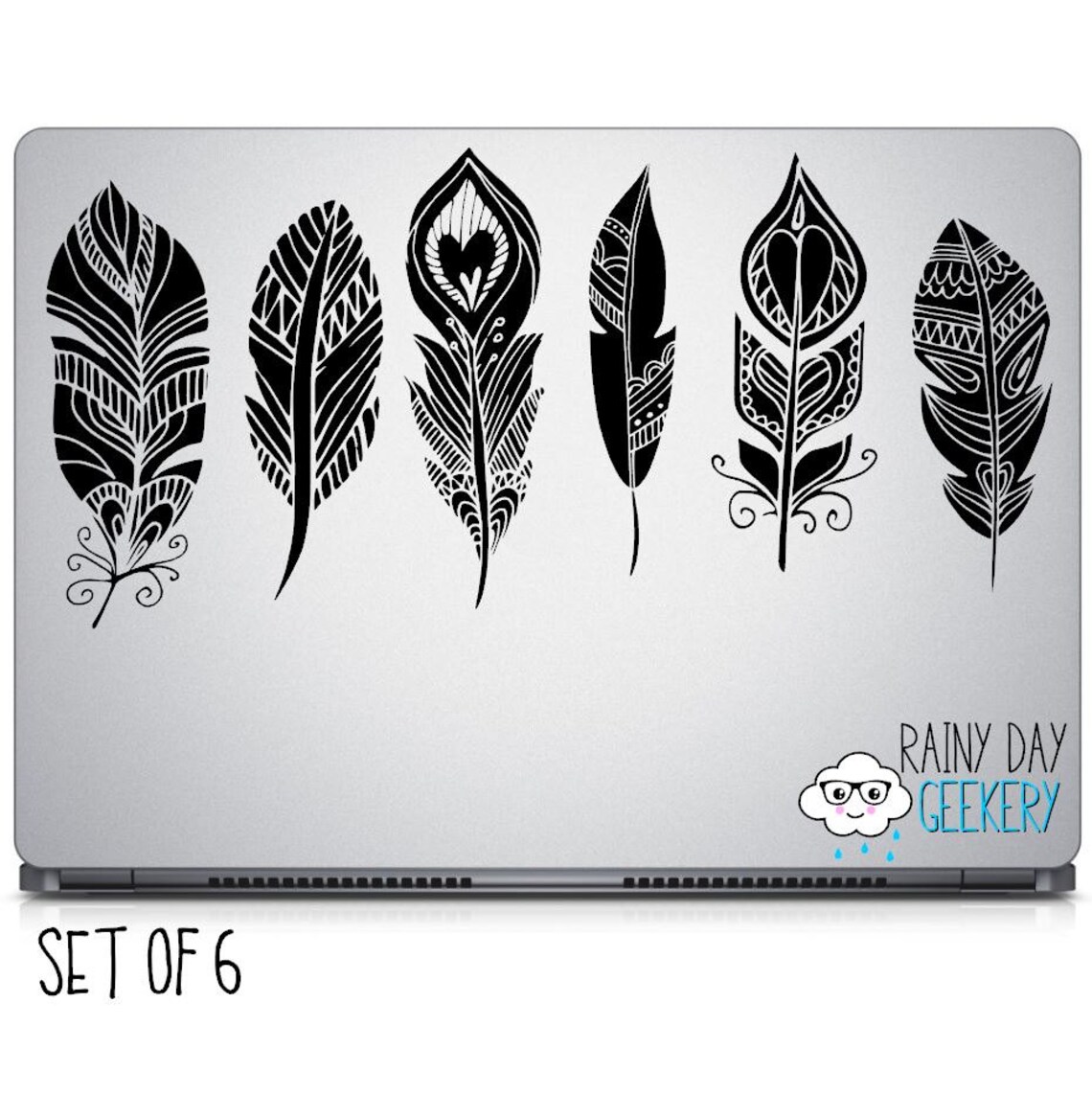 Feather Vinyl Decals Set of 6 Laptop Decal Car Etsy