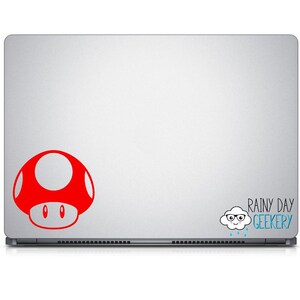 Mushroom vinyl decal sticker - for car window or laptop decal - mushroom vinyl decal, gamer gift, gift for gamer, vintage gamer, retro gamer