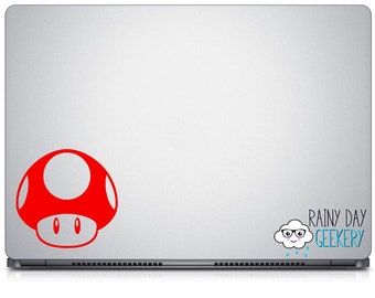 Mushroom vinyl decal sticker - for car window or laptop decal - mushroom vinyl decal, gamer gift, gift for gamer, vintage gamer, retro gamer