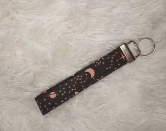 Pinker Weltall Schlüsselanhänger mit Armband, Armband Schlüsselanhänger, Schlüsselring Armband