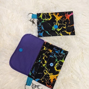 Regenbogen Splatter handgemachte kleine Geldbörse, Damen Geldbörse, Herren Geldbörse, Geldbörse, Visitenkartenhalter