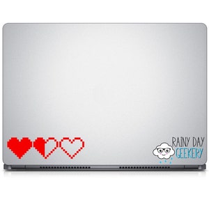 Pixel heart - life meter - vinyl decal  - great for car window - set of 3 hearts - life containers - one color