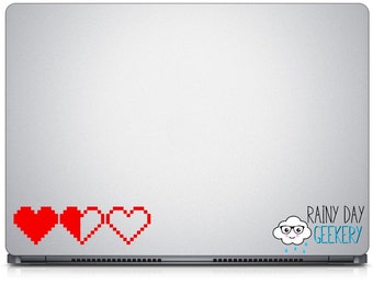 Pixel heart - life meter - vinyl decal  - great for car window - set of 3 hearts - life containers - one color