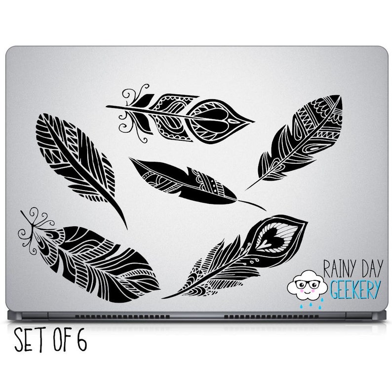 Feather Vinyl Decals Set of 6 Laptop Decal Car Etsy