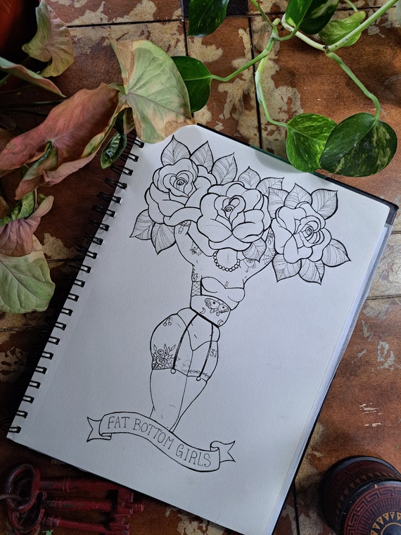 Set #4 of Hand Drawn Pen on Paper Flower Bouquets Drawings