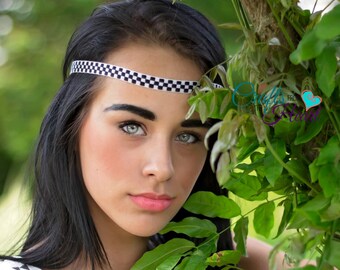 Womens Headband - Boho Headband - Bohemian Headband - Hippie Headband - Tribal Headband - Festival Headband - Halo Headband - Black & White