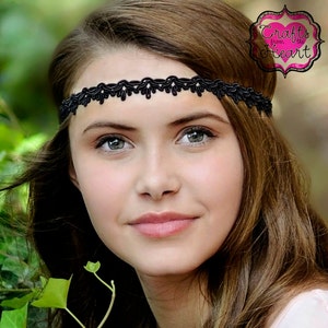 Black Boho Headband - Adult Boho Headband - Bohemian Headband - Boho - Bohemian - Forehead Headband - Hippie Headband - Black Headband