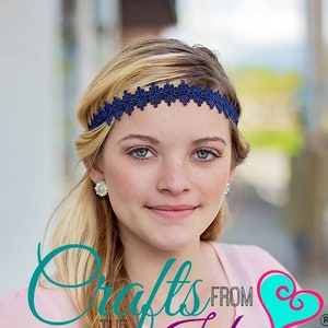 Navy Boho Headband Halo Headband Bohemian Headband Boho Headband Forehead Headband Hippie Headband Navy Blue Headband Halo image 1