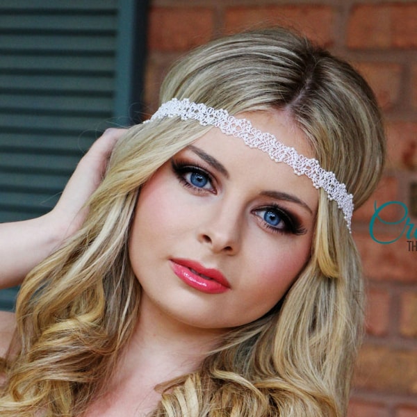 White Pearl Boho Headband - Adult Boho Headband - Bohemian Headband - Bridal Headband - Hippie Headband - Halo Headband - Adult Headband