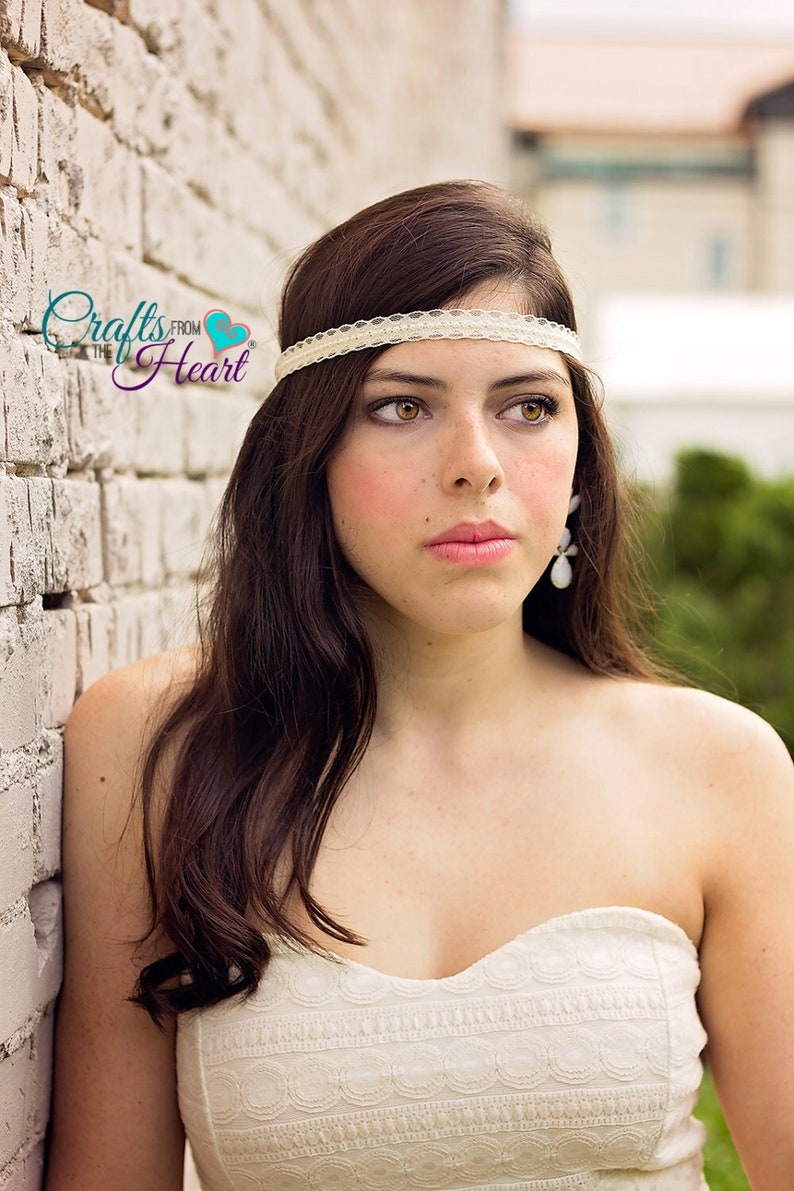 Ivory Pearl Lace Boho Headband Boho Headband Bohemian Etsy