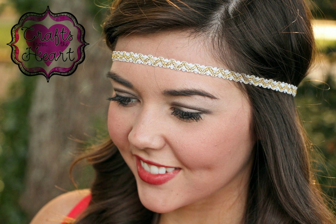 Ivory Gold Boho Headband Boho Headband Bohemian Headband Etsy