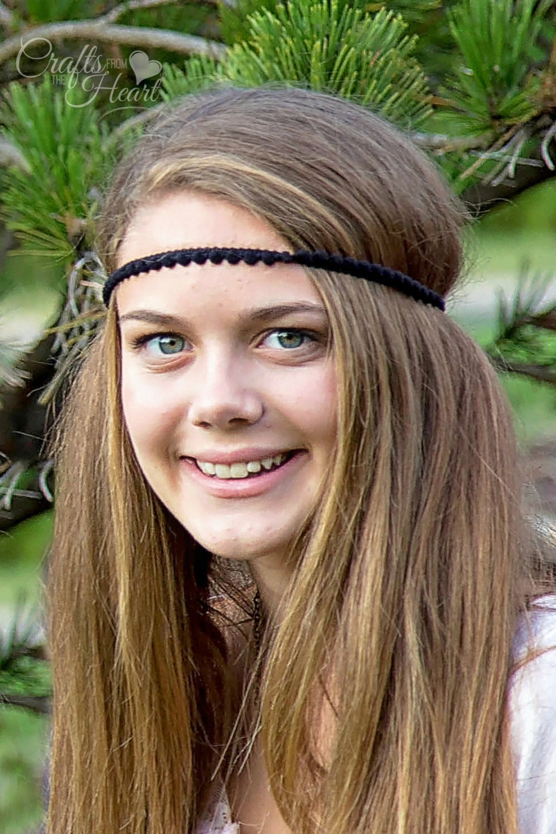 Black Halo Headband Boho Headband Bohemian Headband Forehead Headband ...