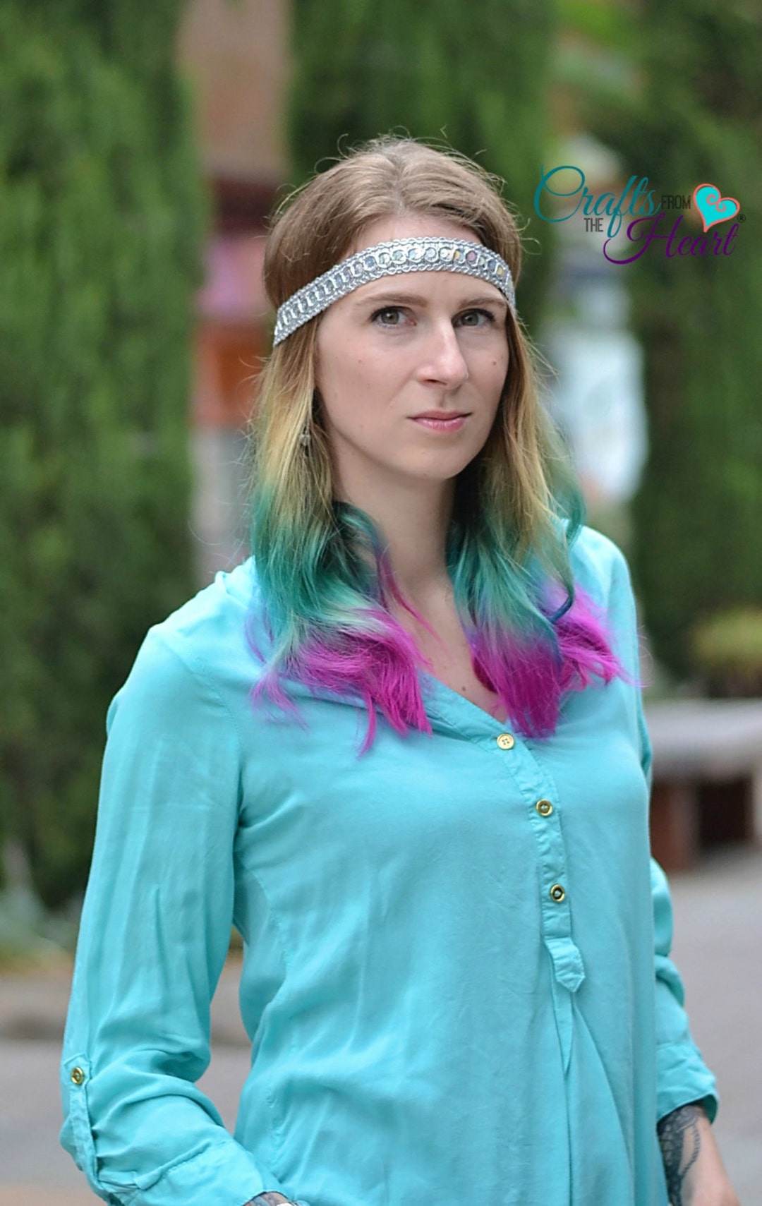 Boho Headband Silver Bohemian Headband Sequin Boho Headband Forehead