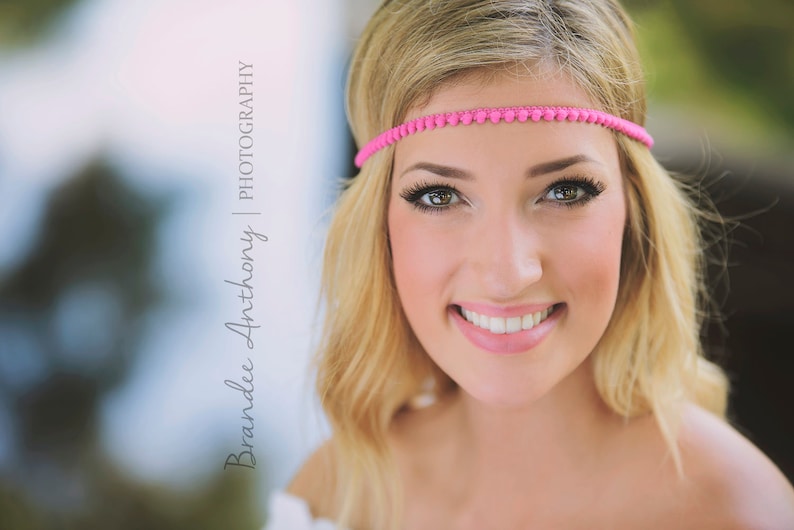 Pink Hippie Headband Boho Headband Bohemian Headband Etsy