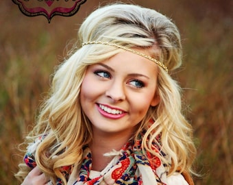 Gold Ivory Boho Headband - Adult Boho Headband - Bohemian Headband - Boho - Bohemian - Forehead Headband - Hippie Headband - Bridal Headband