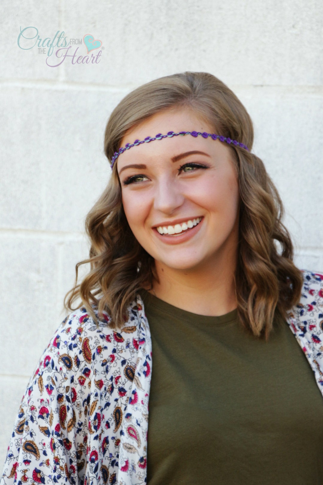 Purple Headband Boho Headband Forehead Headband Hippie Etsy