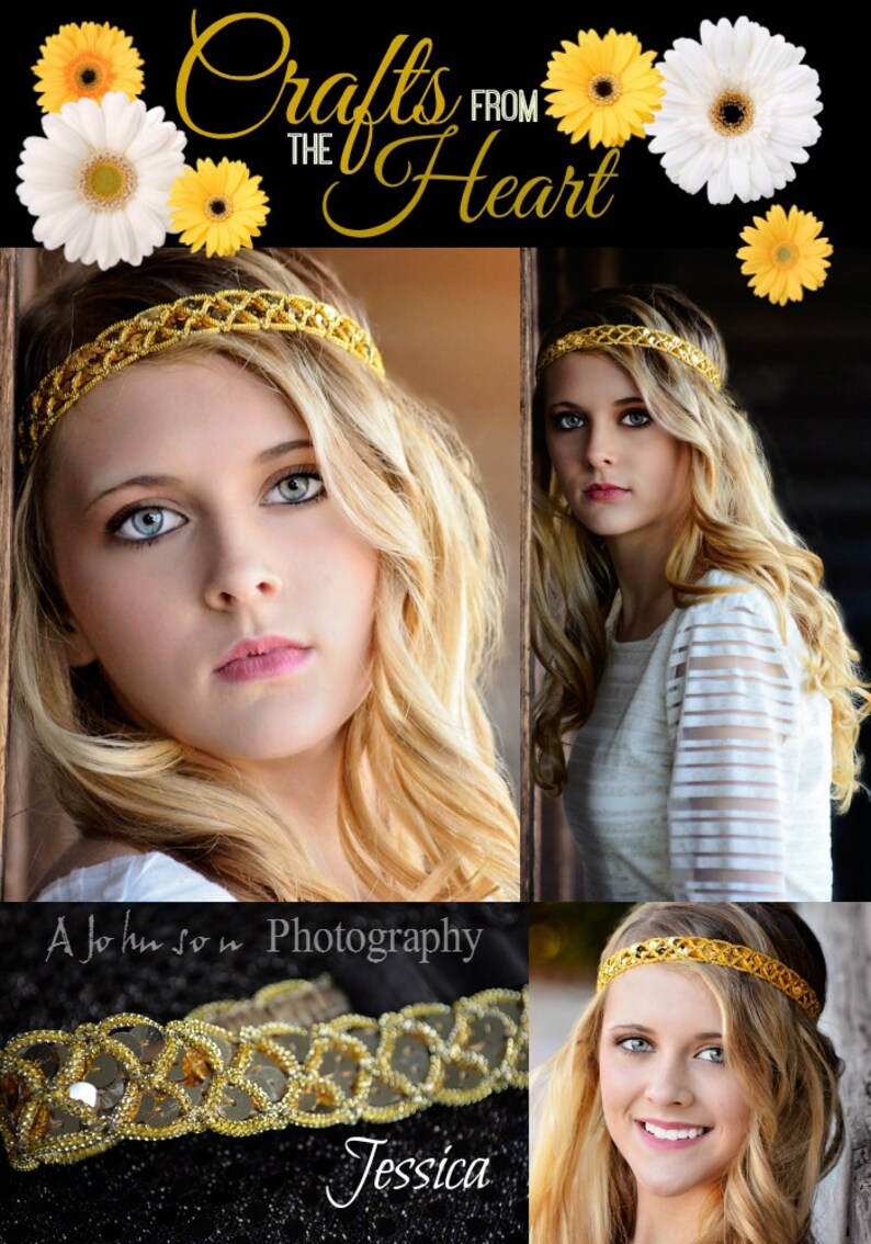 Gold Boho Headband Gold Sparkle Headband Womens Boho Etsy