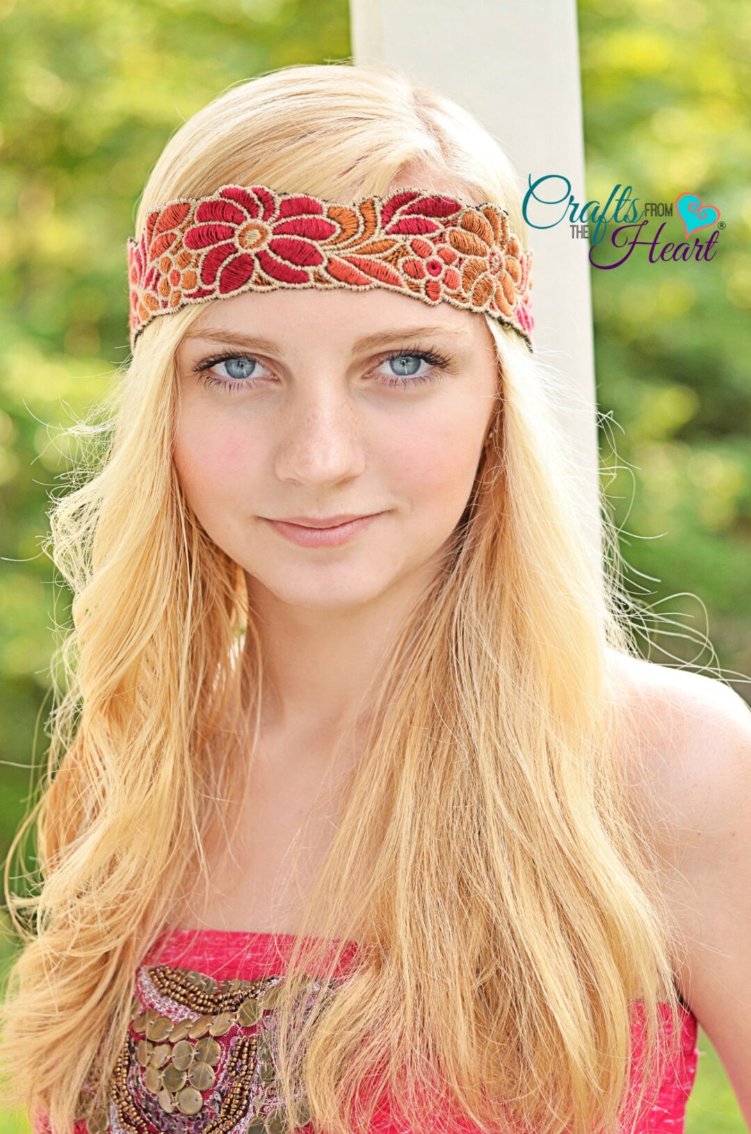 Wide Boho Headband Floral Boho Headband Adult Headband Womens Headband