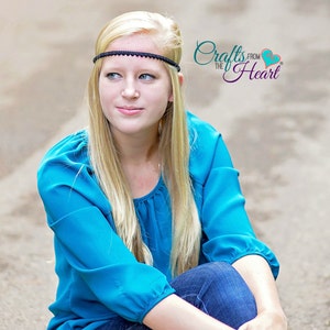 Black Halo Headband Boho Headband Bohemian Headband Forehead Headband ...