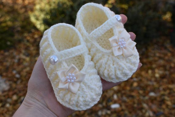Cream Handmade Knitted Baby Babies Infant Boots - Etsy