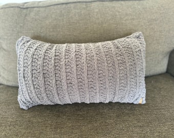 Charcoal Gray Rib Knit Lumbar Pillow